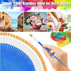 50Pcs Painting Brushes Set Art Round Flat Hair Nylon Hair Paint Brush for Oil Acrylic Watercolor Kids/Artists/Beginners/Student