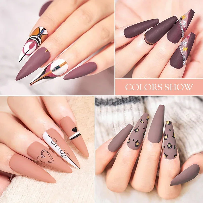 MTSSII 12pcs Gel Nail Polish Set Nude Pink Red Glitter Semi Permanent Soak Off  UV Gel Varnish Manicure Kit Nail Supplies DIY