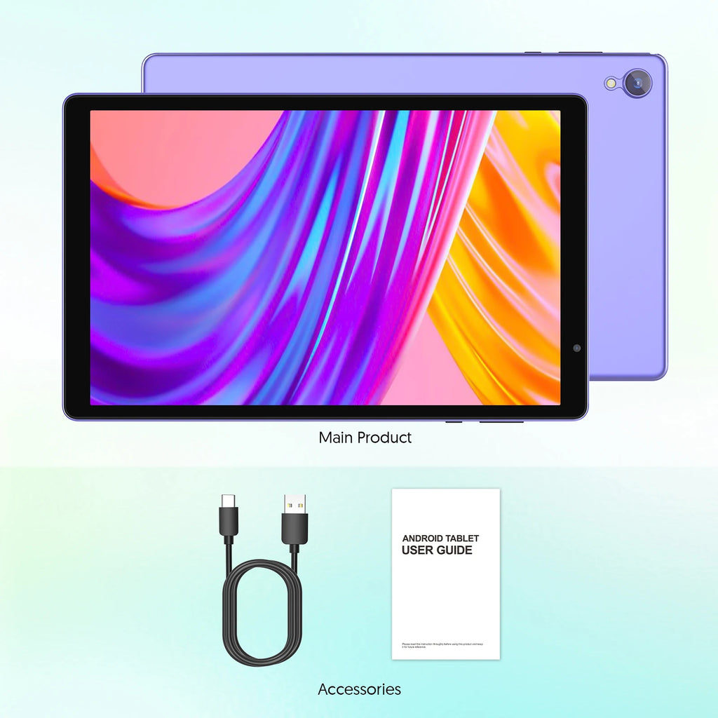 BAKEN 10-inch Android 14 Tablet, Quad-core Processor, 32GB Storage, Wi-Fi 6, Bluetooth, USB-C Port, Google Play Store (GMS)