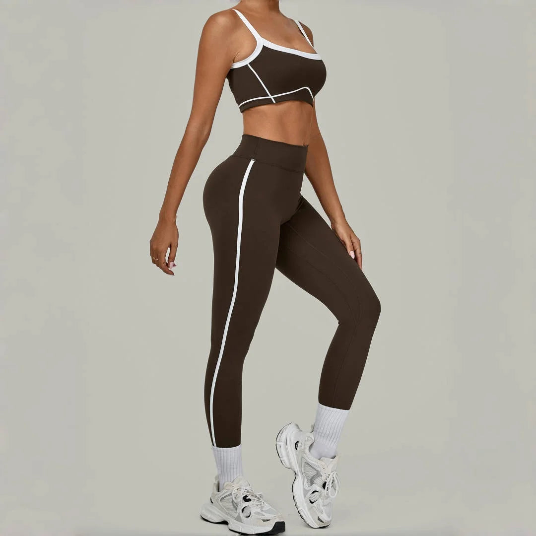 2PCS Women's Yoga Set High Waist Peach Hip Removable Padding Sports Bra Pants Fitness Suit Running Workout Gym Leggings Yoga Set