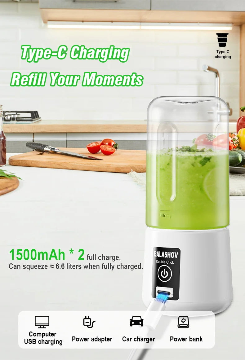 Portable Juicer Blender 450ml Juice Maker USB Rechargeable Lemon Orange Fruit Juicing Cup Electric Juice Machine Travel Juicers
