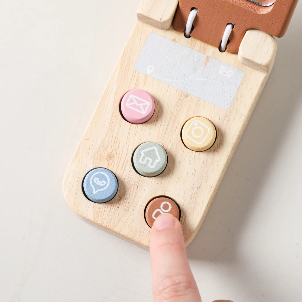 Baby Wooden Bear Phone Teether Toy Telephone Sleeping Pacifier Teething Flip Simulation Phone Toys Early Educational Toy Gifts