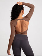 Cloud Hide Black Beauty Back Yoga Shirts Women Long Sleeve Blouse Plus Size Sports Gym Fitness Top Running T-Shirt Workout Shirt