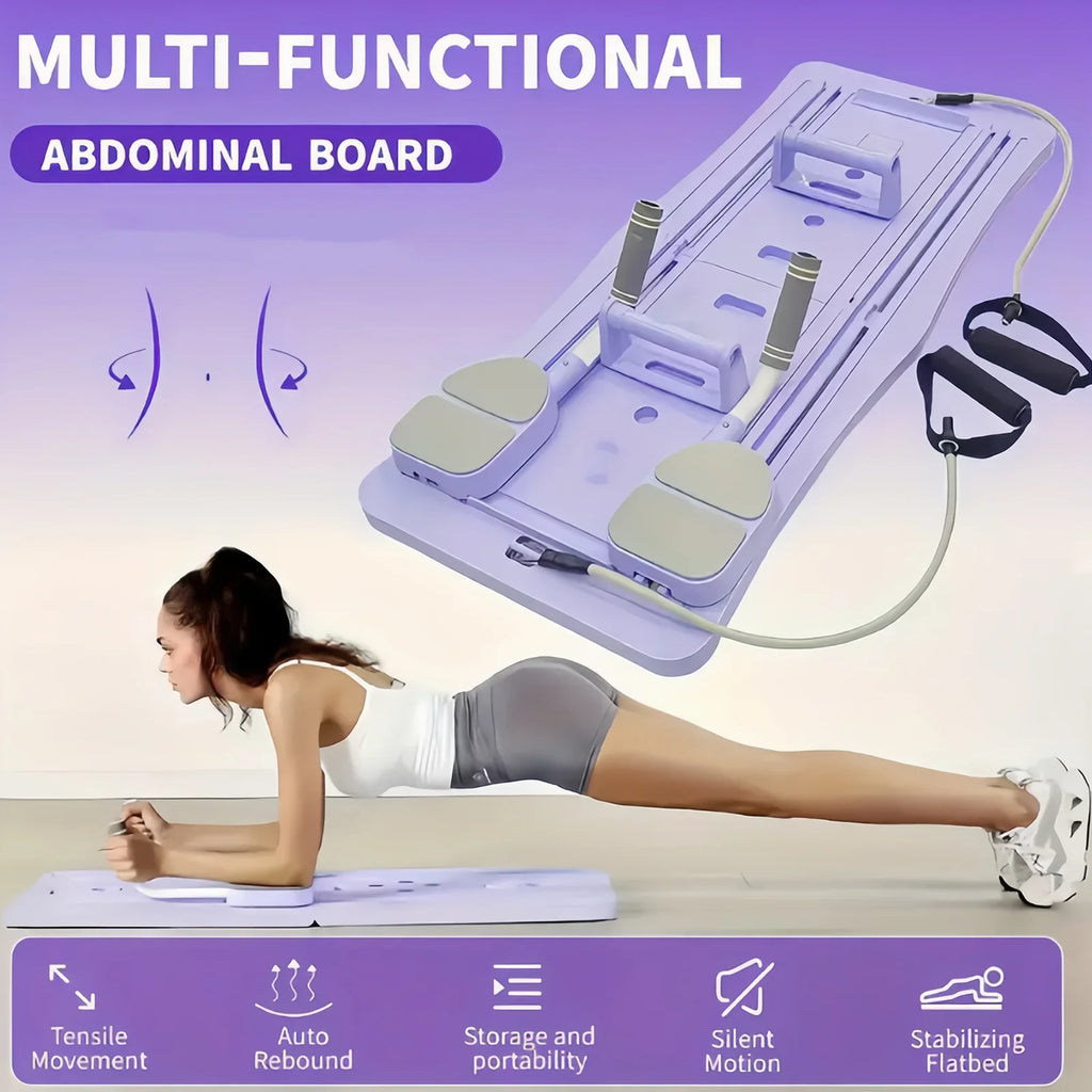 Multifunctional Foldable Home Ab Workout Sliding Fitness Board with Counter, Full Body Core Strength Training Exercise Platform with Complete Accessories for Abdominal, Leg & Arm Workout