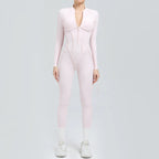 Women's Tracksuit Gym Workout Sports Clothes Outfit Zipper Jumpsuit Yoga Fitness Overalls Set Open Back Bodysuits Suit for Women