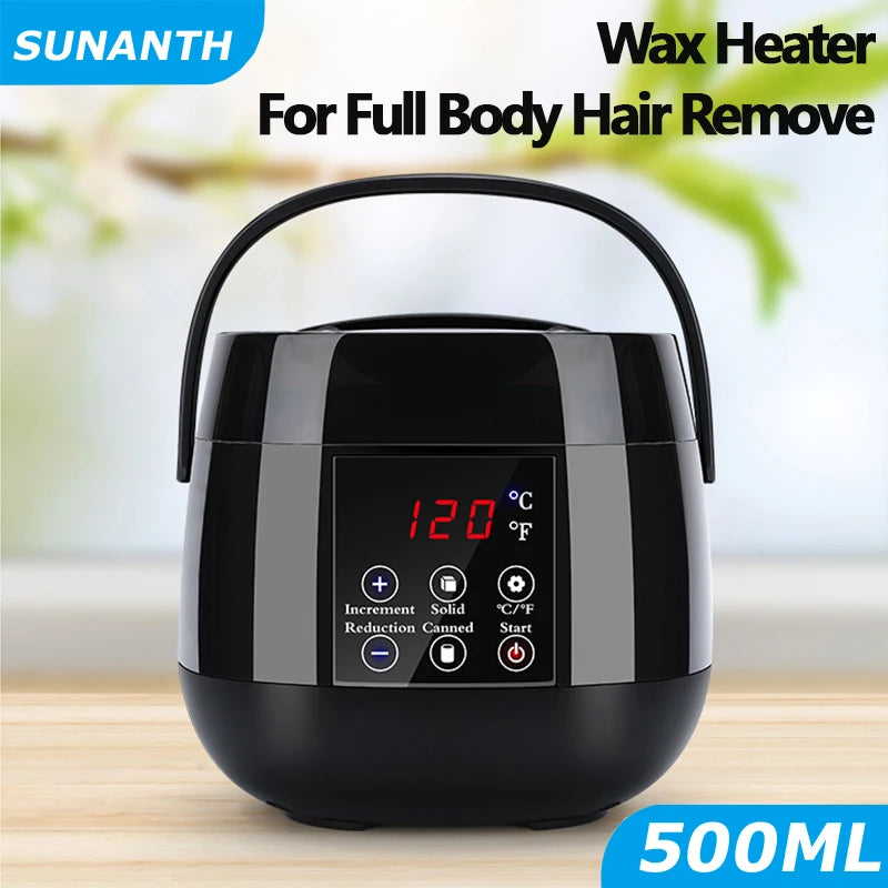 500ML Wax Heater Set For Body Hair Removal Unisex / Black And White Color Electric Display Screen Wax Heater / 200g Wax Beans Ürün ana görseli