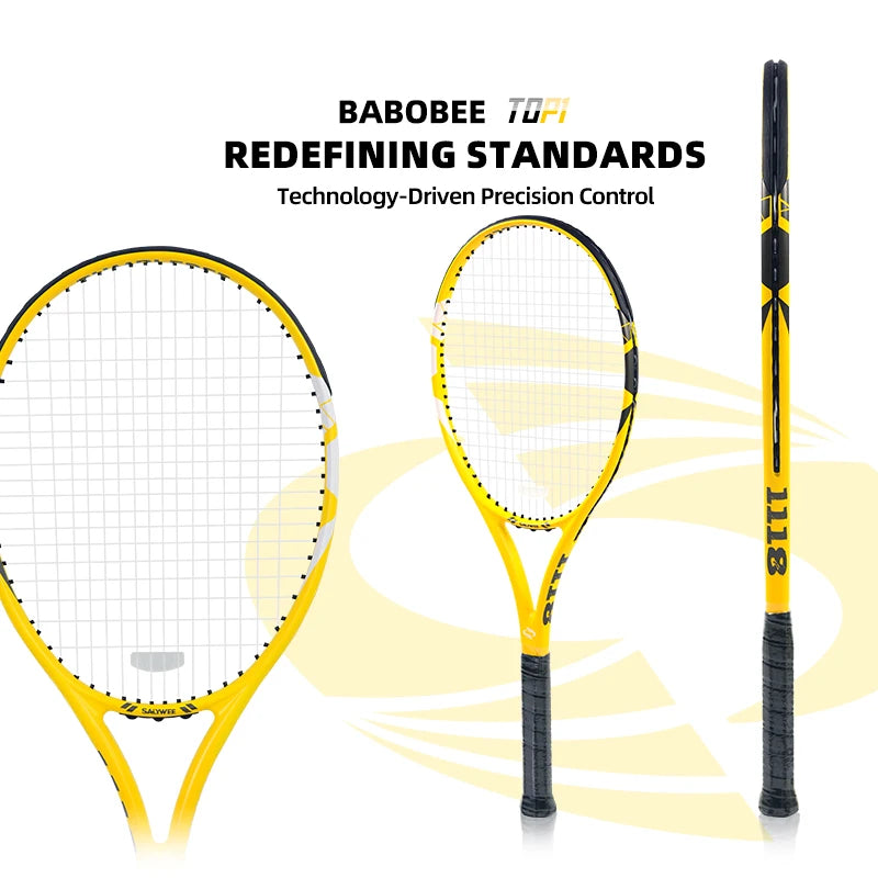 BaboBee 100% Full Carbon Fibre Premium Professional Tennis Racket Free Bag & Overgrip, 55-65lbs Threaded, Ultra-light 265±5g