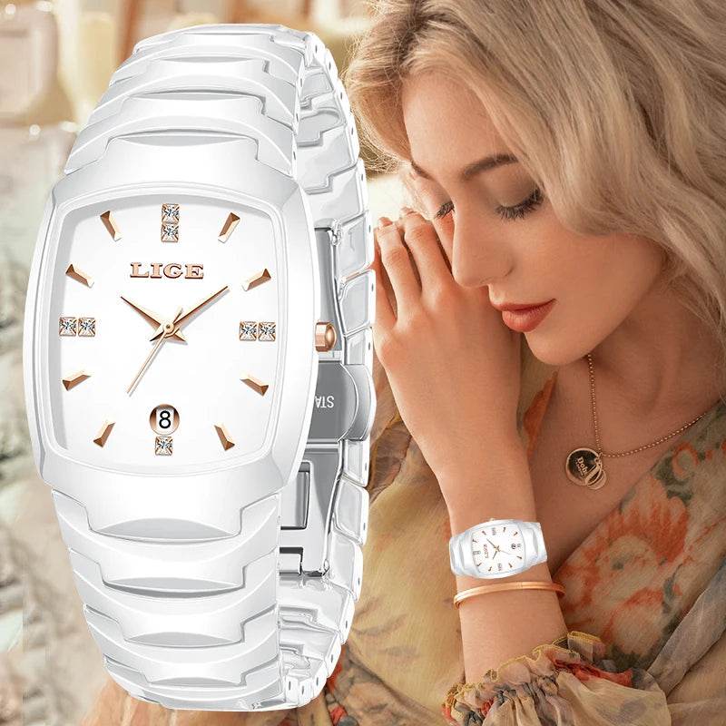 LIGE Fashion Luxury Woman Watch Simple Elegant Stainless Steel Casual Quartz Watches for Women Calendar Ladies Romantic Gift New Ürün ana görseli