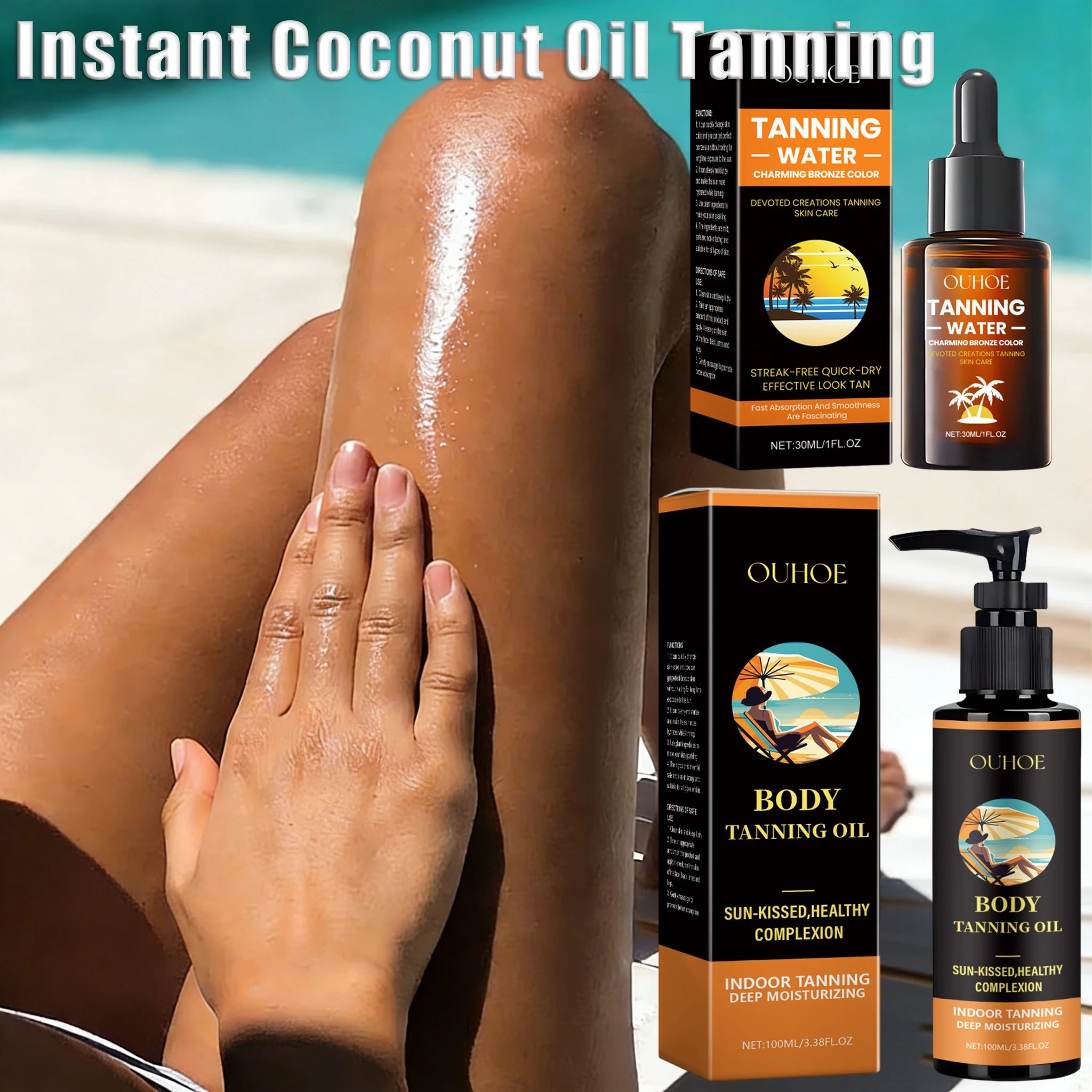 Aloe Vera Tanning Serum/Oil Face Body Bronzing & Sun Tan Lotion Natural Tanning Accelerator Cream for Sunbeds & Outdoor Sun Ürün ana görseli