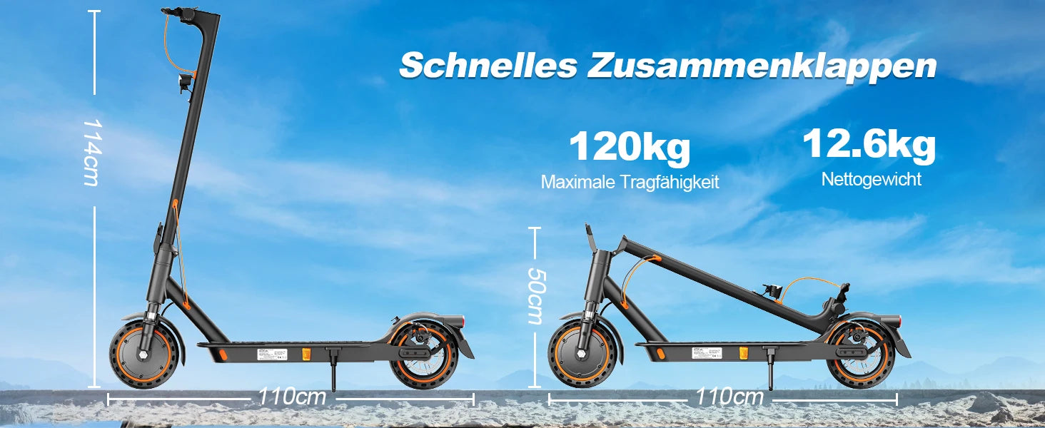 TODIMART T6 ABE e-scooter with road approval, 30 km, 350W, inch tires, Dual shock absorbers, e-scooter for adults