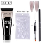 LILYCUTE 15ml Extension Gel Nail Polish Set Quick Nail Prolong With Extend Mold Nail Tips Acrylic Solution Manicure Tools Kit