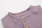 Summer Solid Newborn Baby 100% Cotton Linen Bodysuits Boy Girl Sleeveless Romper Jumpsuit Soft Skin-friendly Thin Comfy