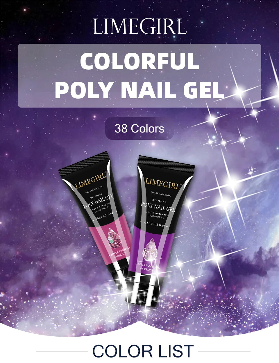 Limegirl Nail Set Nail Gel Tools Kit 54W Nail Lamp 18/12/7 Colors UV Gel Nail Polish Kit Contains Nail Drill Machine Nail Kit