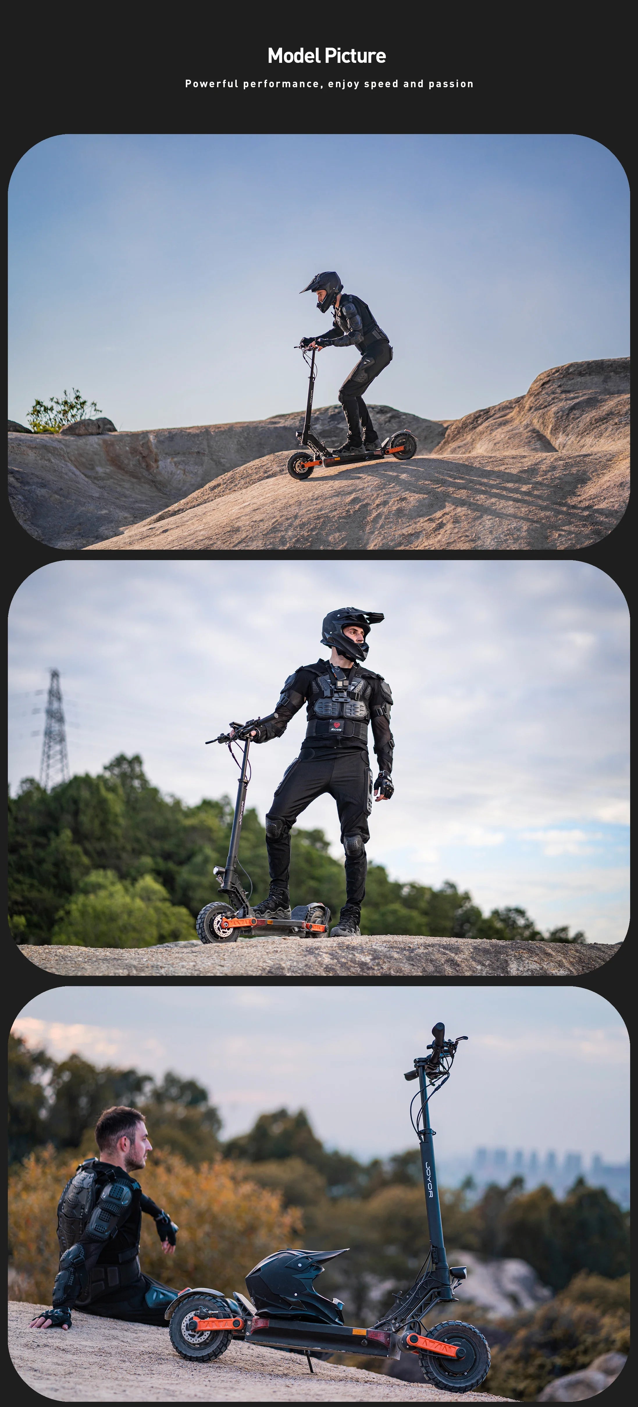 JOYOR S10-S-Z E Scooter 60V 18Ah Dual Motor 2000W 10 Inch Tire Adult Black Escooter Max Speed 65km/h Range 70-85km