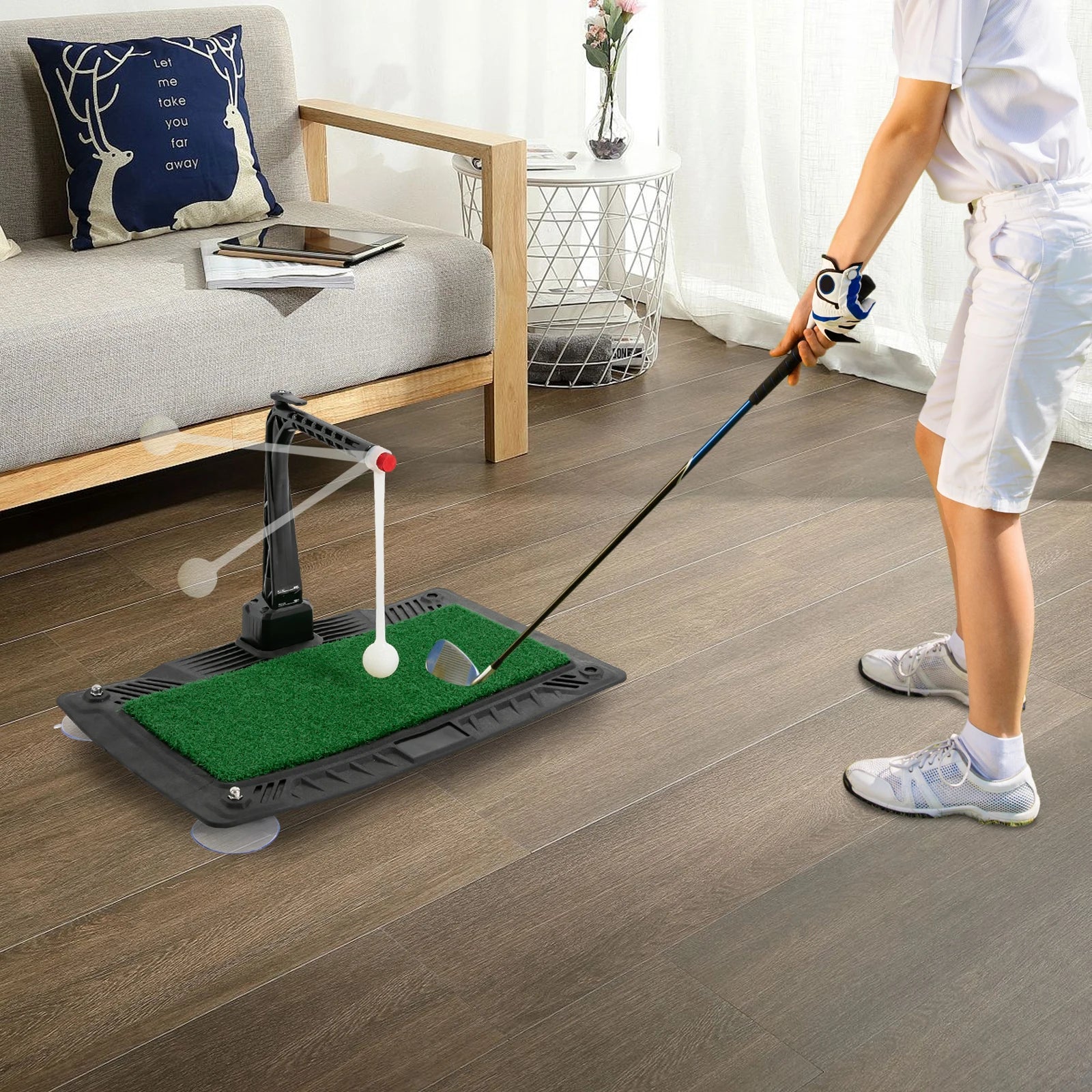 Golf Swing Trainer - Golf Training Equipment With Adjustable Height - Golf Swing Practice Mat Training Aid For Indoor Outdoor Main image