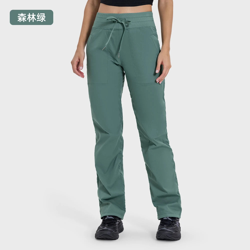 Women Quick Drying Sports Pants Lightweight Breathable Running Fitness High Waisted Loose Wide Leg Casual Yoga Pants 2024 Autumn