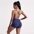 Solid Color underwear Cross Back Women Fitness Sports Bra Top Yoga Comprehensive Training Jog Chest Pad Spaghetti Strap Beauty