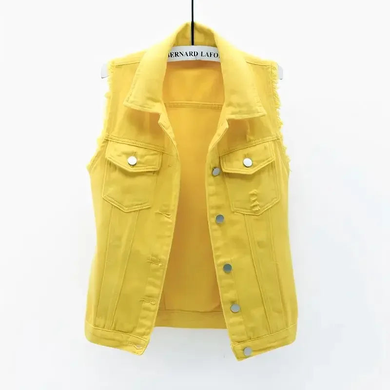 Fashion Denim Vest Women's Cropped Spring Summer Sleeveless Tops Short Jackets Waistcoat Top Outerwear Jean Cowboy Female Ürün ana görseli