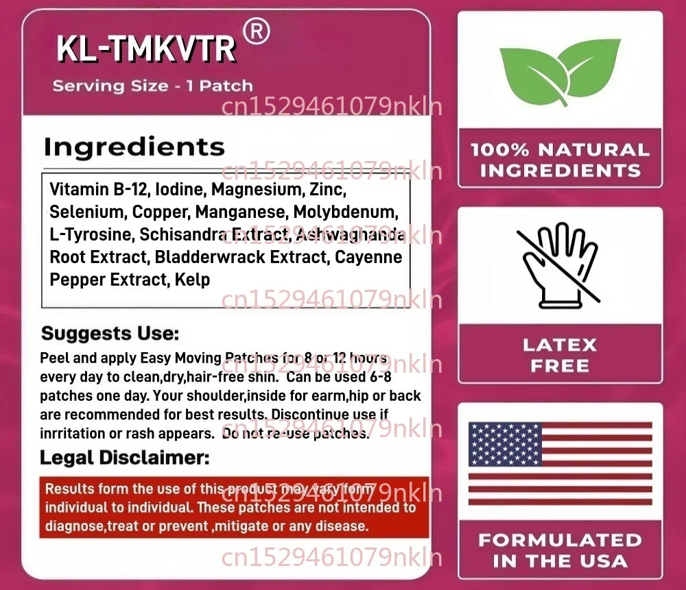 30 Patches Thyroid Support Transdermal Patches With Iodine, Selenium, Magnesium, Zinc, Vitamin B12 for Optimal Health