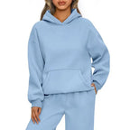 Autumn Winter Casual Sports hoodie Sweatshirt Solid-color long-sleeve Women's Fashion Loose hoodie Women's tops pullover