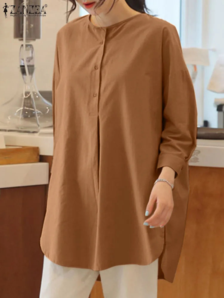 ZANZEA Fashion Autumn Long Sleeve Blouse Women Baggy Shirt Elegant Solid OL Work Tops Causal Loose Holiday Work Blusas Mujer Main image