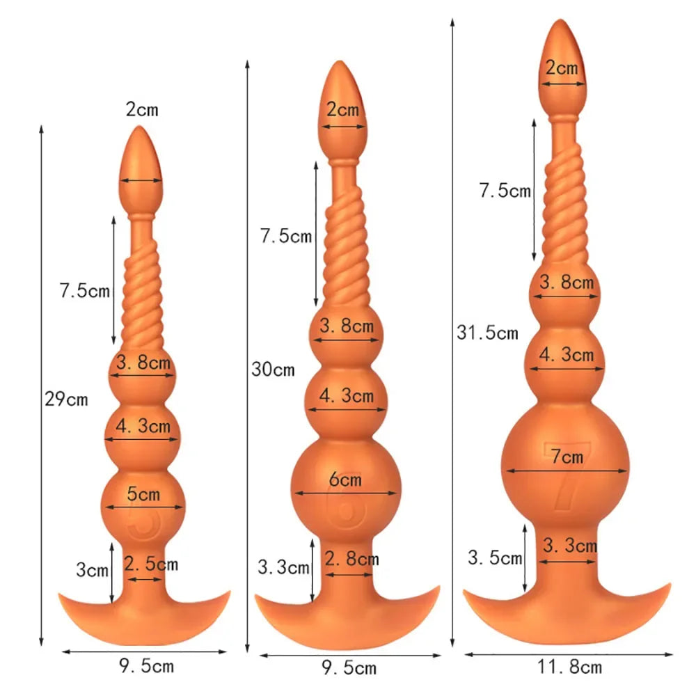 3-10cm Huge Anal Plug with Tail Sex Toys for Adult Games Couples DIY Cosplay Big Butt Plug Silicone Soft Long Anal Beads Women