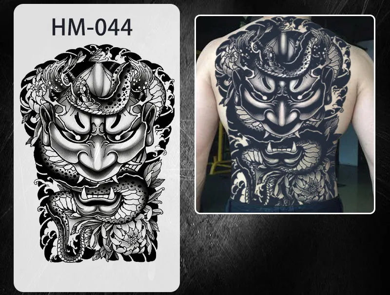 Magic Juice Ink Waterproof Tattoo Stickers Full Back Large Size Herbal Juice Temporary Tattoos Men Body Art Dragon Tiger