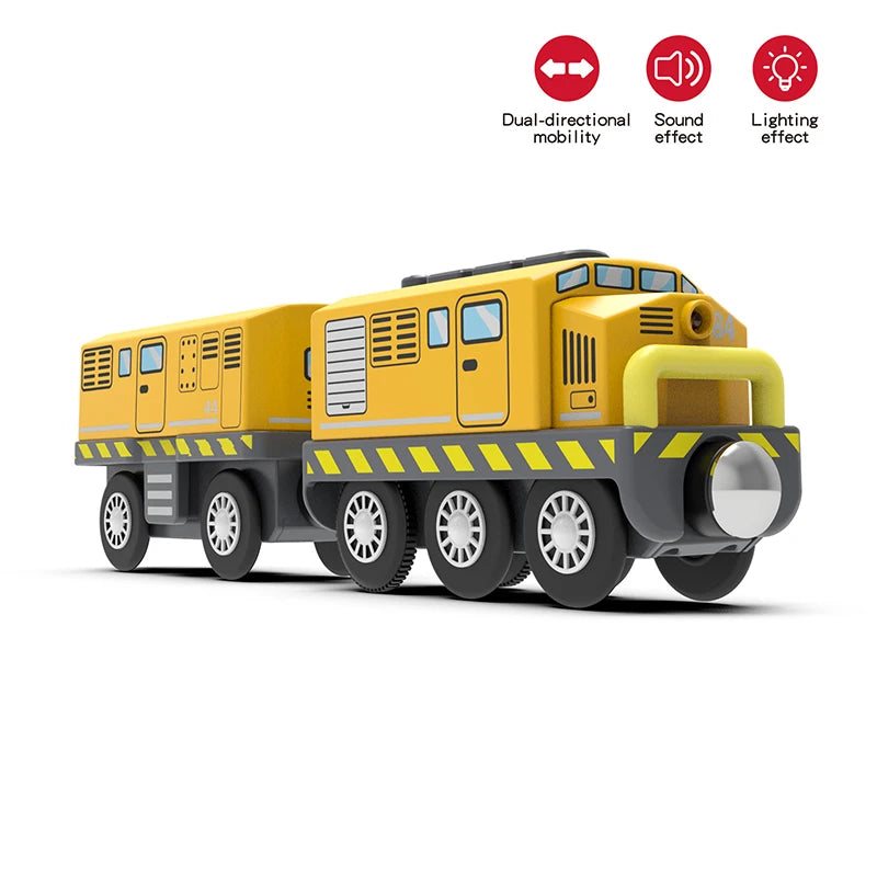 Kid Magnetic Electric Train Car Locomotive Wooden Track Slot Diecast Railway with Two Carriages Train Wood Toy Biro Leduo Track