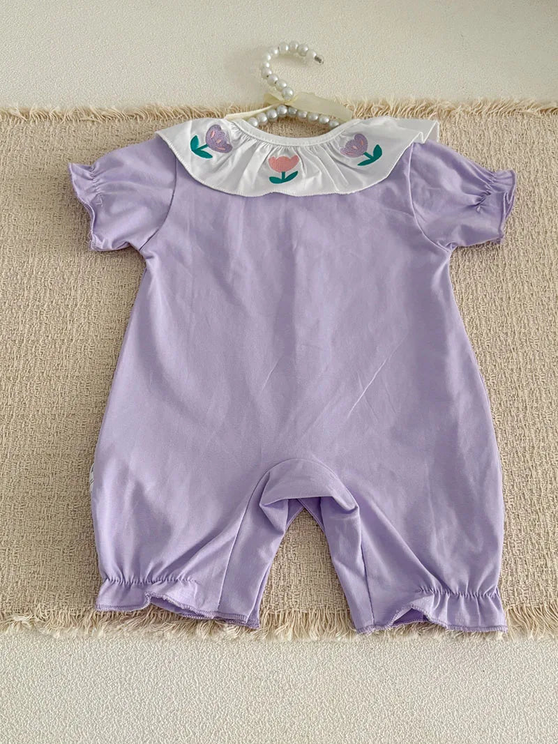 MILANCEL Summer Baby Rompers 0-24M Soft Comfortable Toddler Jumpsuit Embroidered Flowers Infant Girls Clothes