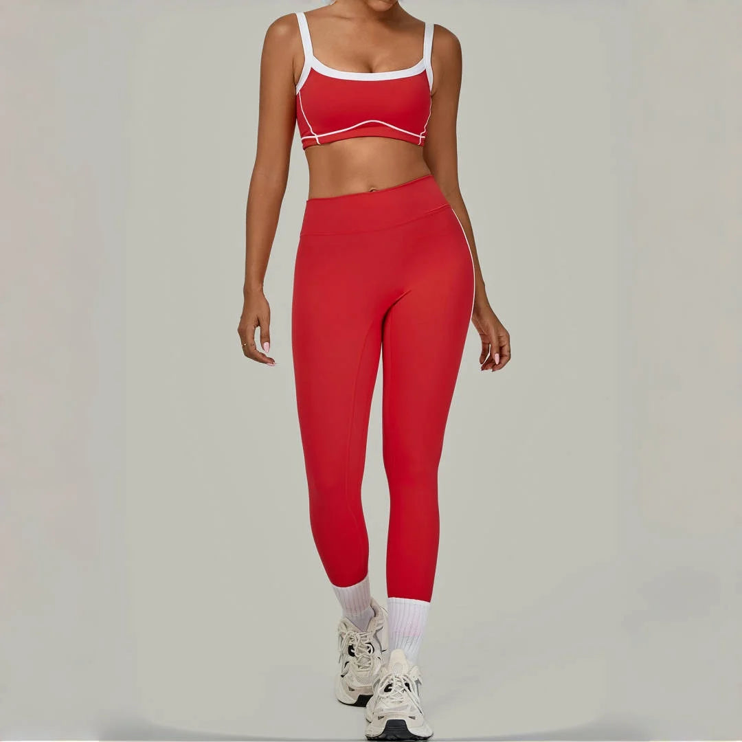 2PCS Women's Yoga Set High Waist Peach Hip Removable Padding Sports Bra Pants Fitness Suit Running Workout Gym Leggings Yoga Set