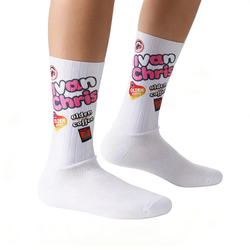 2026 BMAMBAS Anti Slip Silicone Summer Aero Socks Whiteline Cycling Socks Men Bicycle Sport Running Bike Socks Calcetines