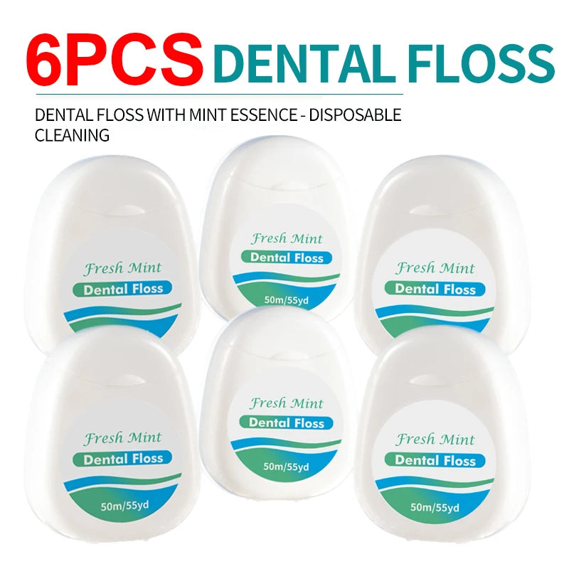 6/3/1 pcsWhite Box Mint Dental Floss Roll - Cleaning Oral Tools - Dental Floss Stick Adult Home Set - Cleaning Interdental Brush Ürün ana görseli