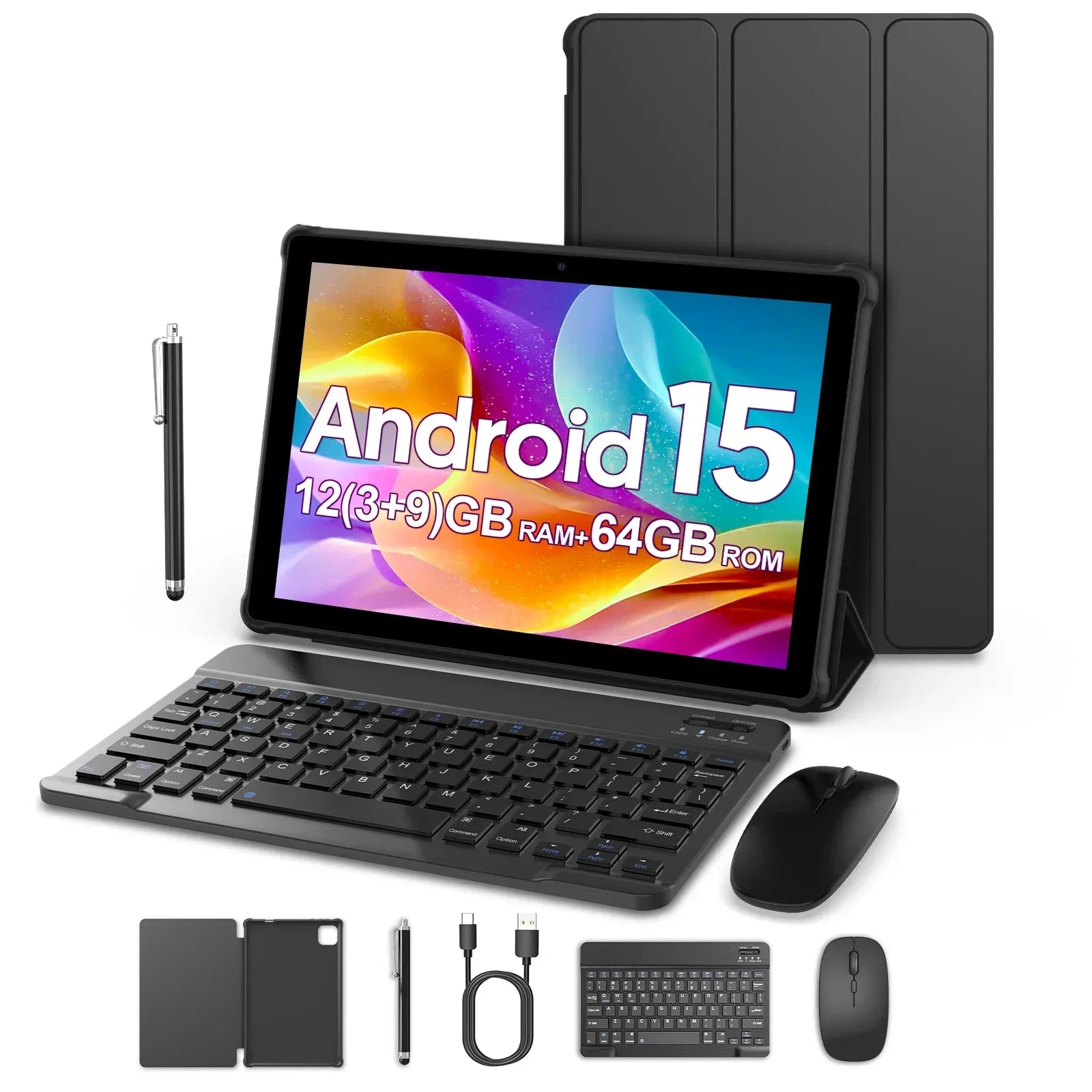 Latest Global Version Android 15 Tablet, 10-inch Tablet, Quad-core Processor, 1280*800 Resolution, 12 (3+9) GB RAM, 64GB Storage Ürün ana görseli
