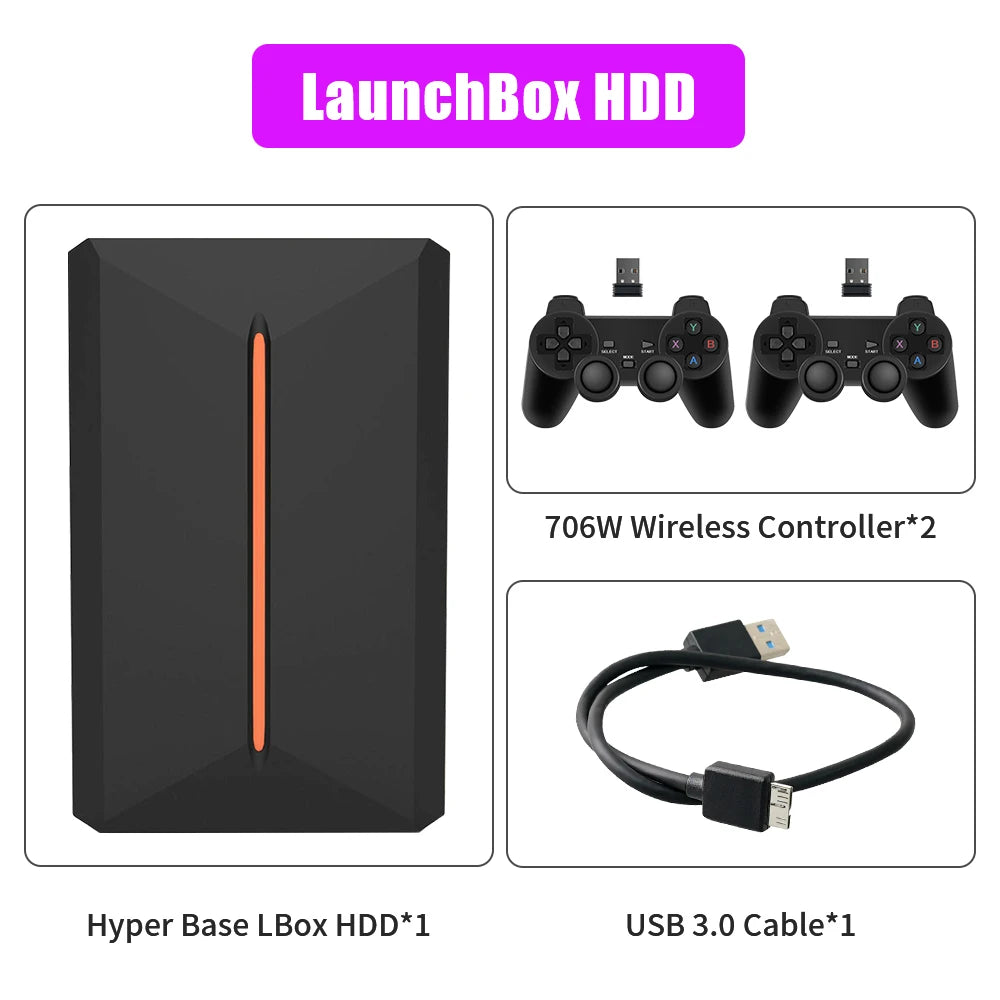 3760+ 3D/AAA Games for PS4/PS3/PS2/Switch/WII/WIIU/N64/DC etc Portable 500GB Launchbox External Gaming Hard Drive for Windows PC