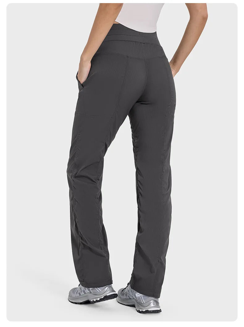 Women Quick Drying Sports Pants Lightweight Breathable Running Fitness High Waisted Loose Wide Leg Casual Yoga Pants 2024 Autumn
