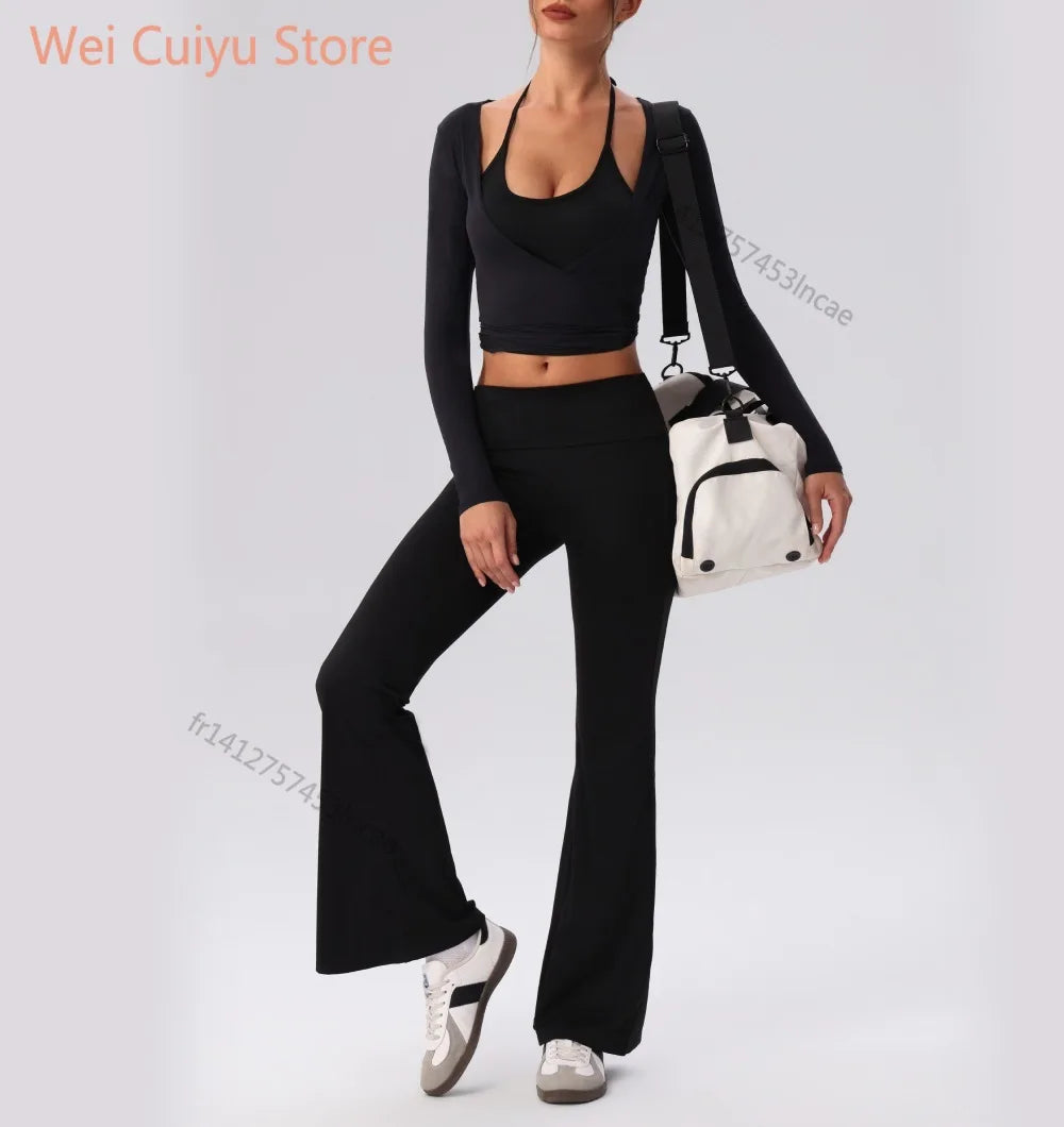 Yoga Sport Shirt Blouses Pilates Crop Top Fitness Women's Long Sleeve T-shirt Tees Sweatshirt Sportswear Woman Gym Yoga Clothes