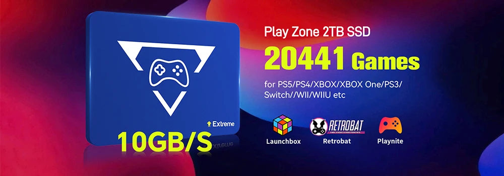 3TB Portable Gaming HDD LaunchBox/Retrobat/Playnite Retro Game Console with 17300+ AAA/3D/Retro Games for PS4/PS3/PS2/Switch/Wii
