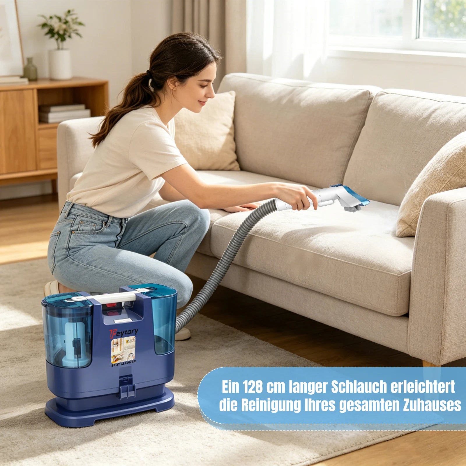 BRIEFNESS Cordless Upholstery Cleaner,2 Batteries, Stain Remover for Sofa,Mattress & Car Seat,Deep Pet Stain Removal for Fabric Ürün ana görseli