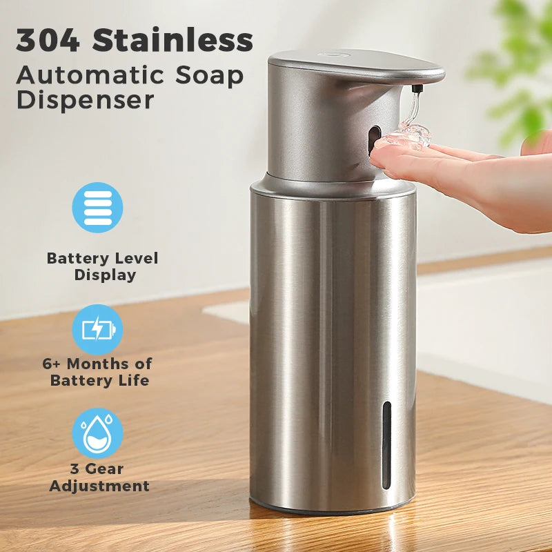 480ml Kitchen Soap Dispenser Automatic Sensor Hand Sanitizer Machine Intelligent Electric Body Wash Soap Dispenser 304 Stainl Main image