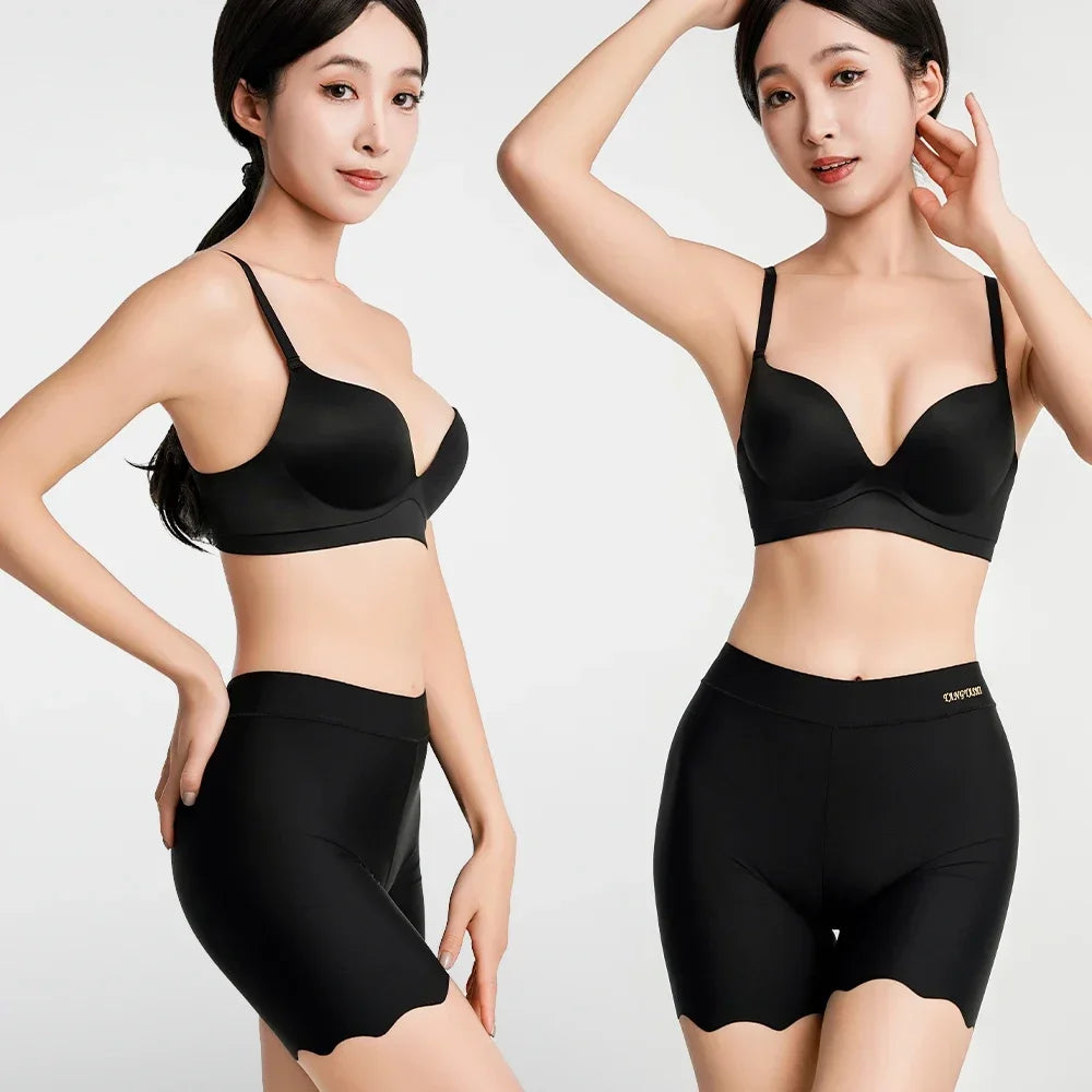 2pcs Seamless Safety Shorts Womens Ice Silk Summer Anti Rub Underwear Boxers Under Skirt Panty Big Size Short Leggings 40-100kg