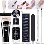 LILYCUTE 15ml Extension Gel Nail Polish Set Quick Nail Prolong With Extend Mold Nail Tips Acrylic Solution Manicure Tools Kit