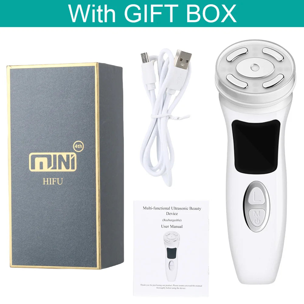 MINI HIFU 4th Generation Lifting Machine EMS Warm Ultrasound Facial Eye Massage Instrument Skin Firm Home Use Spa Beauty Devices