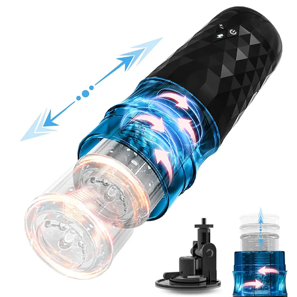 Telescopic Rotation Male Masturbator Cup Vagina 7 Thrusting Masturbation Cup Sex Toys for Men Automatic Piston Mastubator