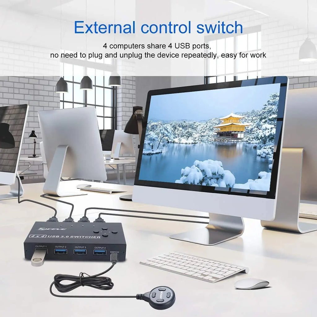 MZX 4x4 USB 3.0 Switch Selector KVM Switcher Hub 3 0 Cable PC Laptop Computer Share USB Devices Keyboard Mice Printer KVM Switch