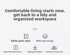 Height Adjustable Computer Stand Desk Monitor Laptop Cooling Rack Suspended Bracket Office Storage Solution