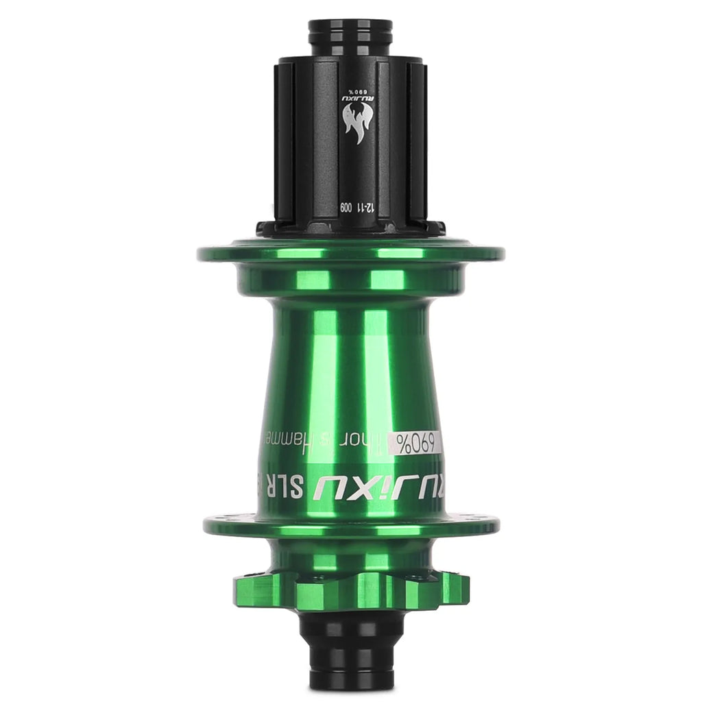 green RUJIXU SLR I9 690 Click Hub 7 Bearing MTB Mountain Bike Hub Front Rear 32Holes QR TA BOOST Disc Brake Bicycle MS/XD Hubs