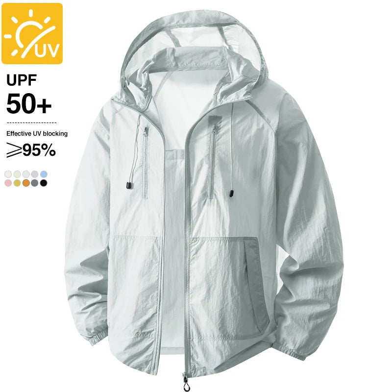 UPF 50+ Sun Protection Clothes Men Women Summer Quick-Drying Hooded Skin Jacket Anti-UV Lightweight Fishing Cycling Hiking Coats Ürün ana görseli