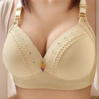 Gathered Side Collection Lifting Underwear Breasts Brassiere Large Size Bra Full Cup Underwear Brassiere No Steel Ring  Bra