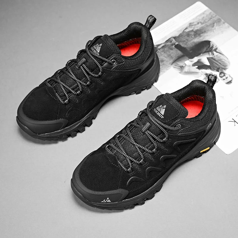 HIKEUP Leather Men Shoes for Men's Casual Shoes Fashion Waterproof Winter Luxury Designer Brand Work Boots Man Non-slip Sneakers