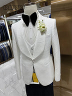 24H Ship High Quality Wedding Suit Set for Groom 3 Pieces Men's Fashion Suits One Button Shawl Neck Blazer Jacket Vest Pants